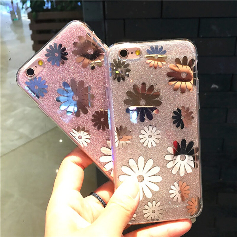 潮女必备 腾彩礼品闪粉雏菊苹果手机壳，点亮你的时尚生活
